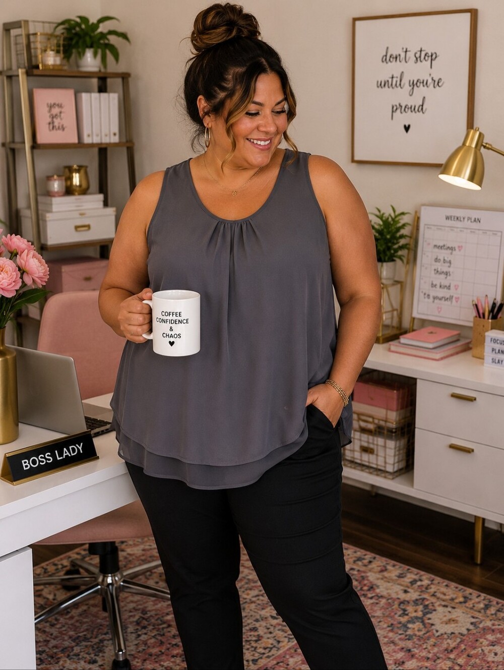 Torrid Gray Chiffon Sleeveless Blouse Tank Top Size 1 1X